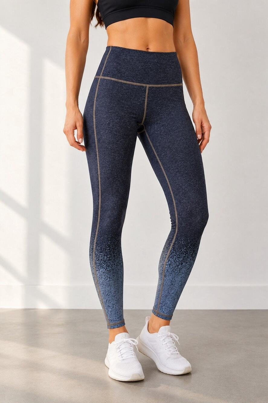 Athleta Ombre Leggings Womens Small Gray Blue High Rise Athletic Yoga Pants
